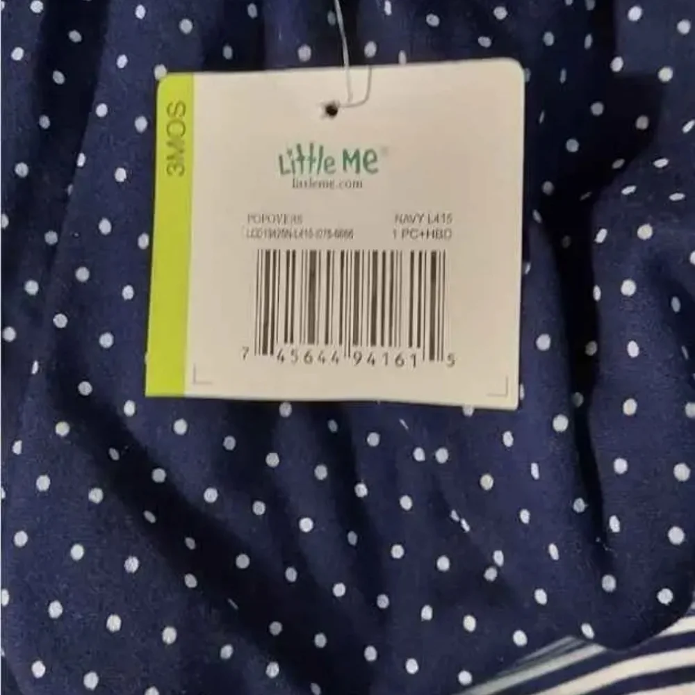 NWT Little Me Navy and White Sunsuit with Daisy Charm ~3-6M